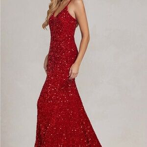 Elegant Red Sequin Gown